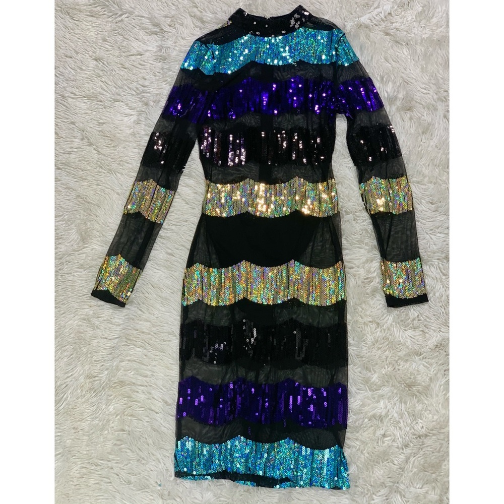 Mesh & Sequins Party Dress